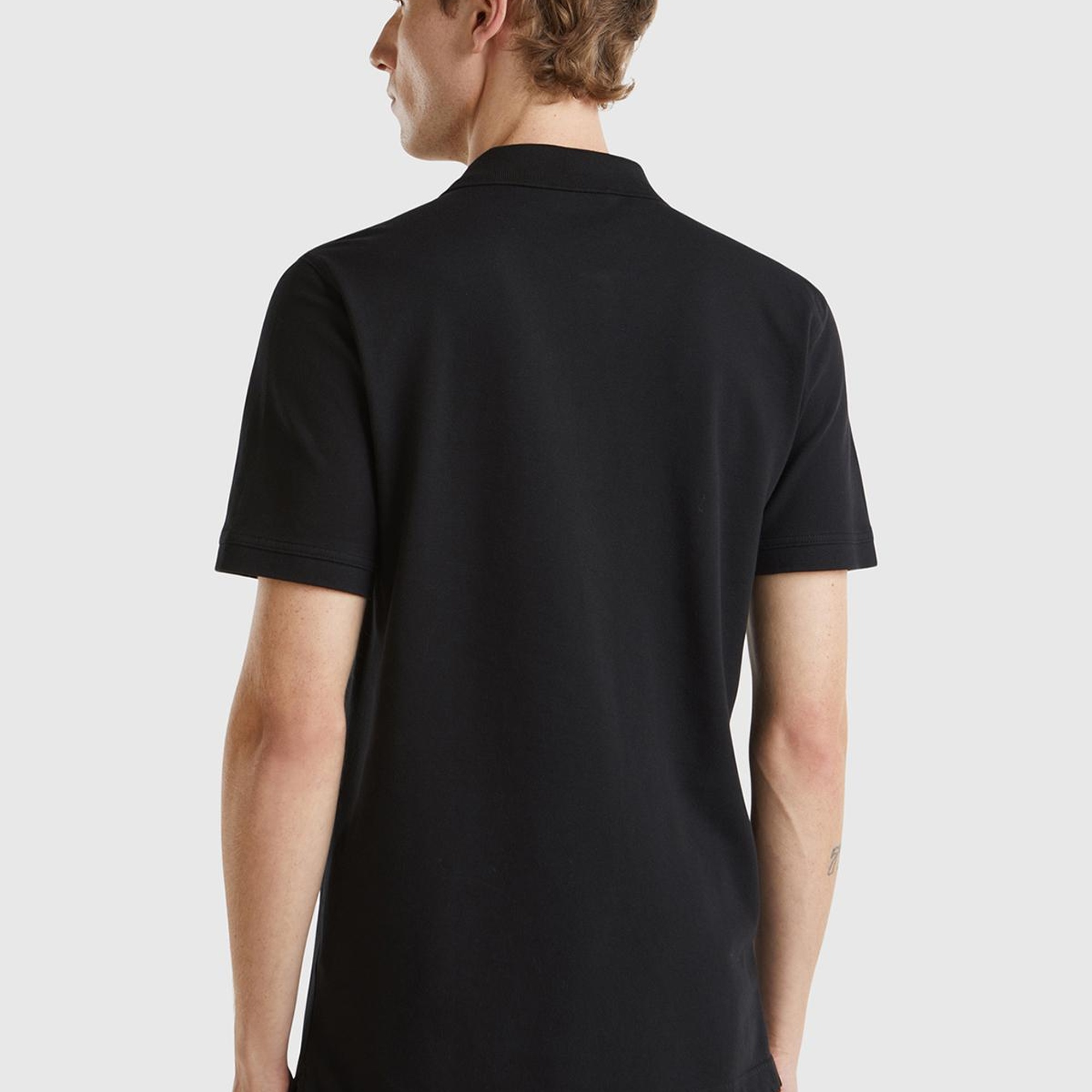 Erkek Siyah %100 Koton Slim Fit Polo T-Shirt