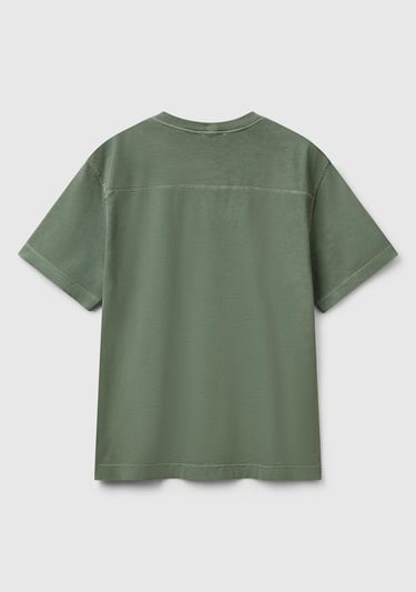  Erkek Yeşil %100 Pamuk Logo Baskılı Relax Fit T-Shirt