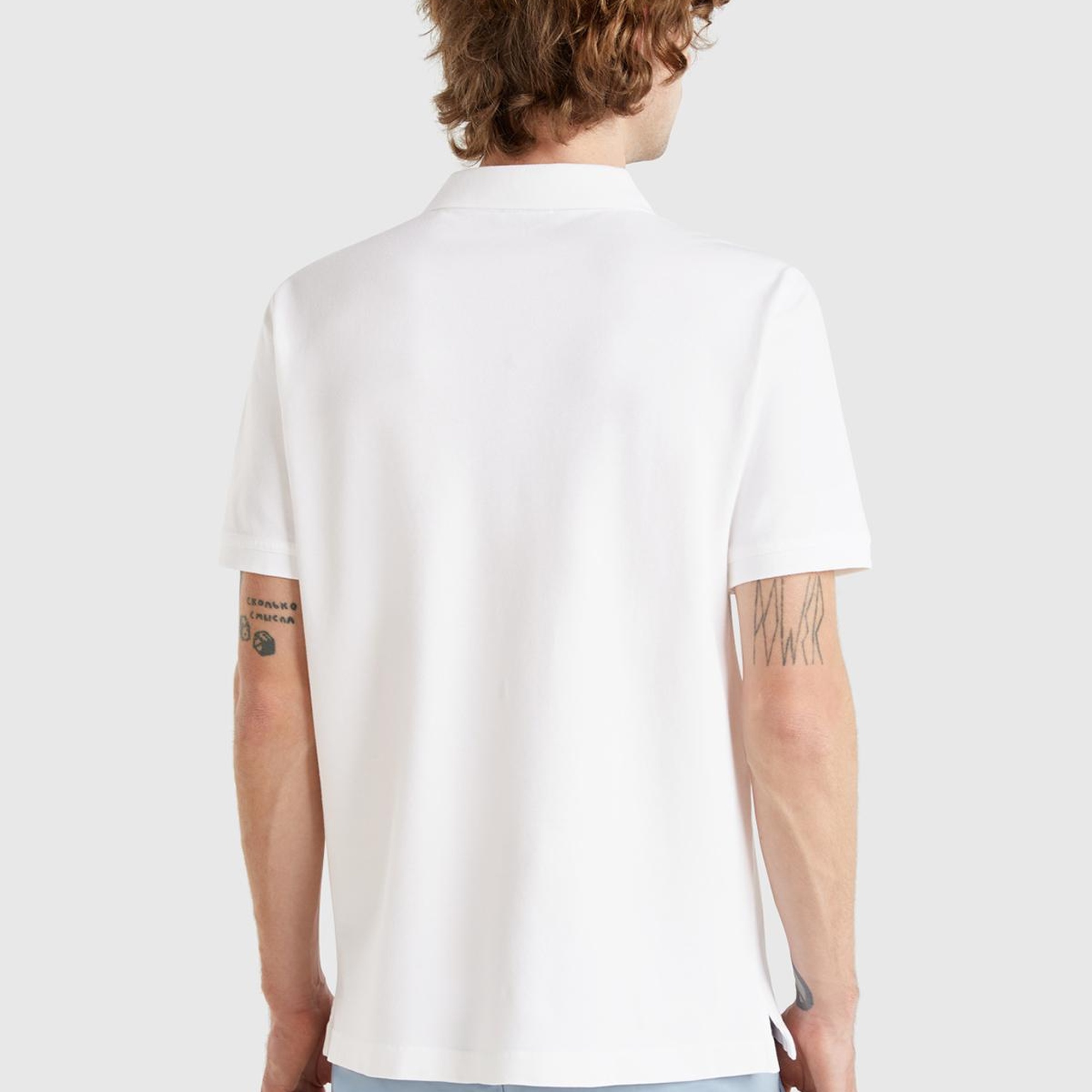 Erkek Beyaz %100 Koton Slim Fit Polo T-Shirt