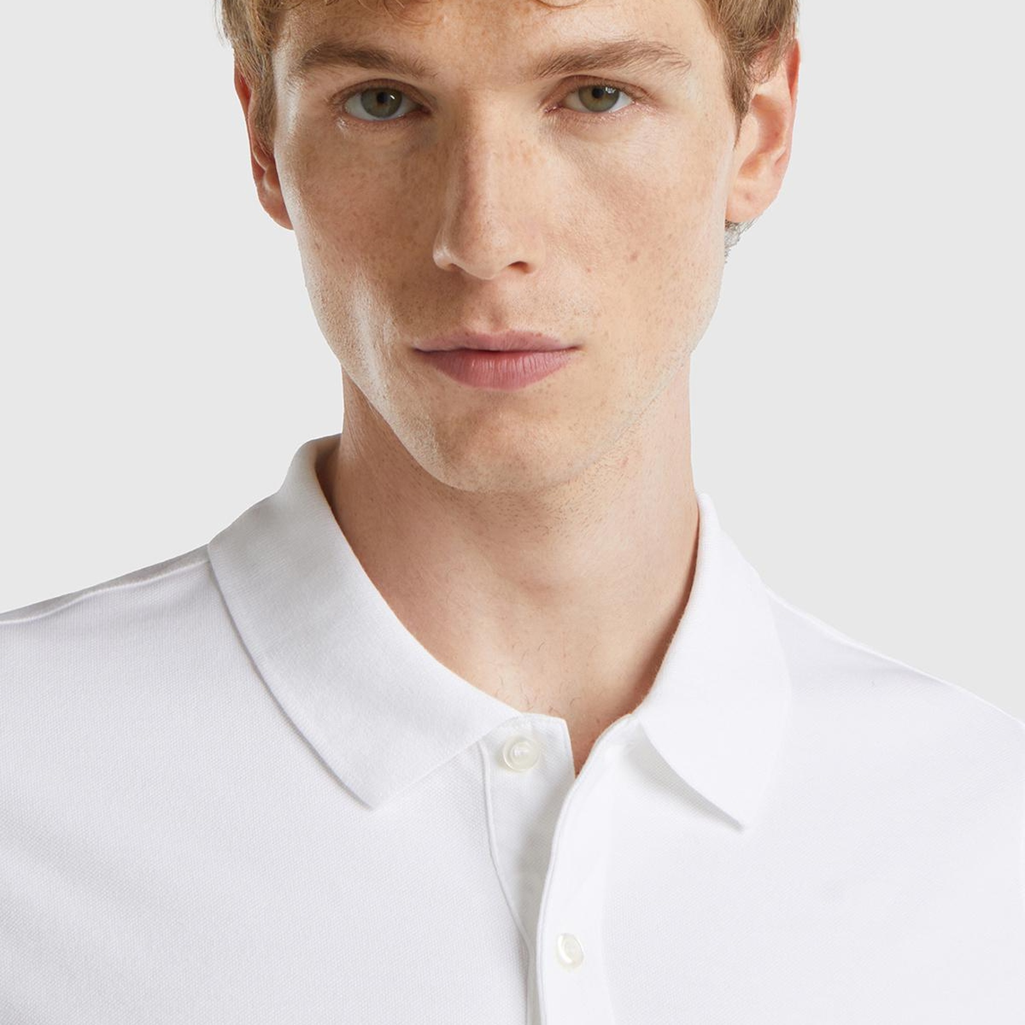 Erkek Beyaz %100 Koton Slim Fit Polo T-Shirt