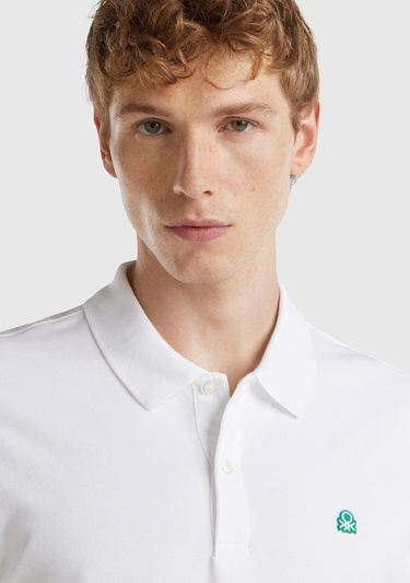  Erkek Beyaz %100 Koton Slim Fit Polo T-Shirt