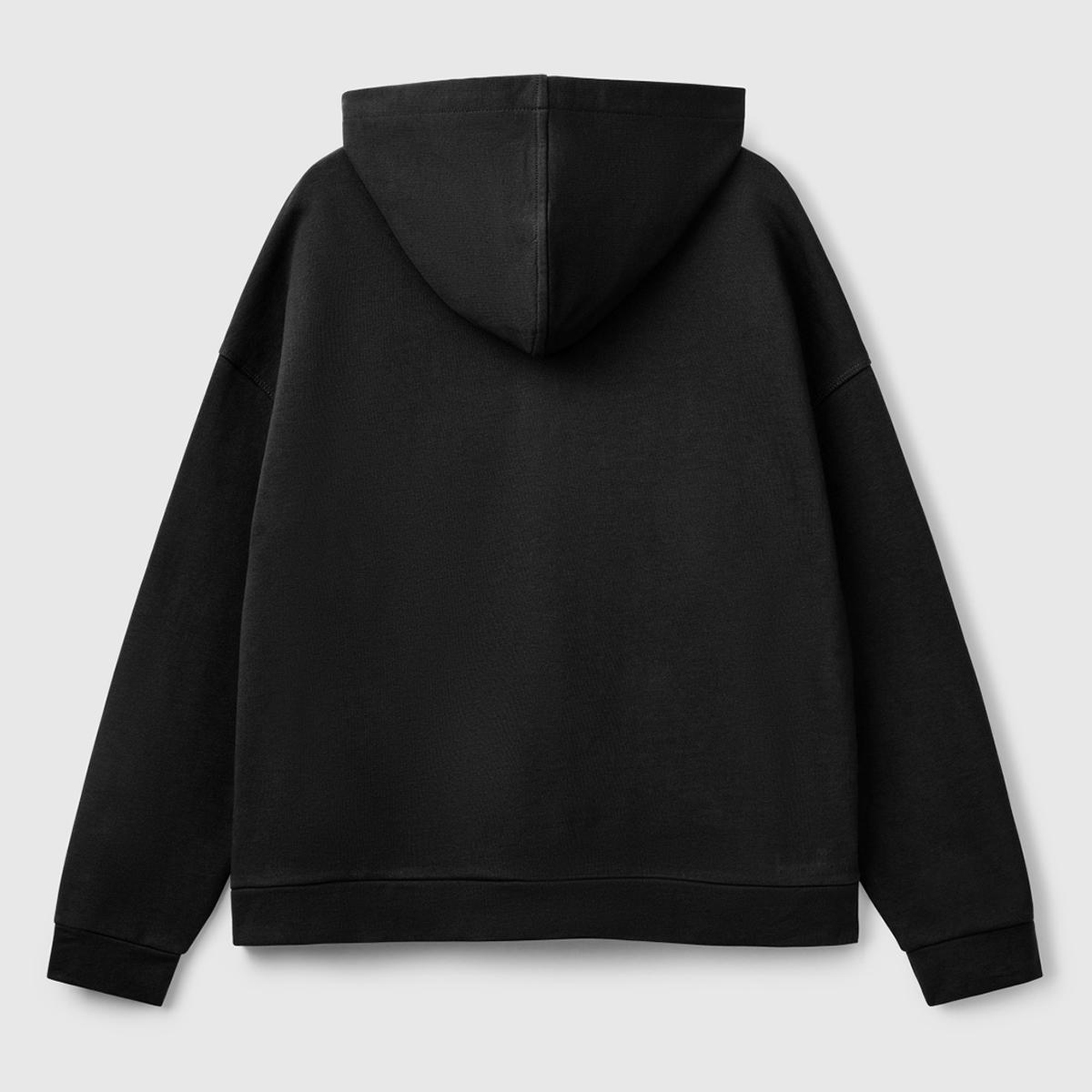 Kadın Siyah Logo Baskı Detaylı Kapüşonlu Relax Fit Sweatshirt