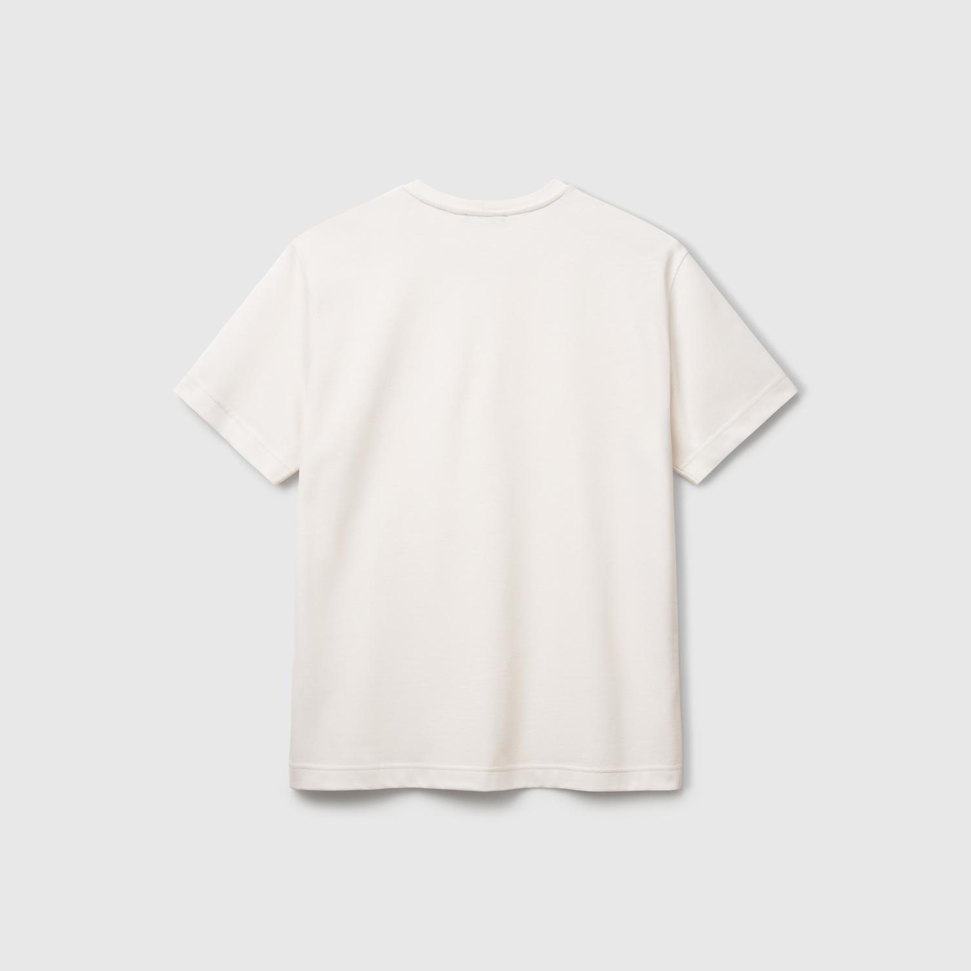 Erkek Krem %100 Pamuk Göğsü Yama Logo İşlemeli Bisiklet Yaka T-Shirt