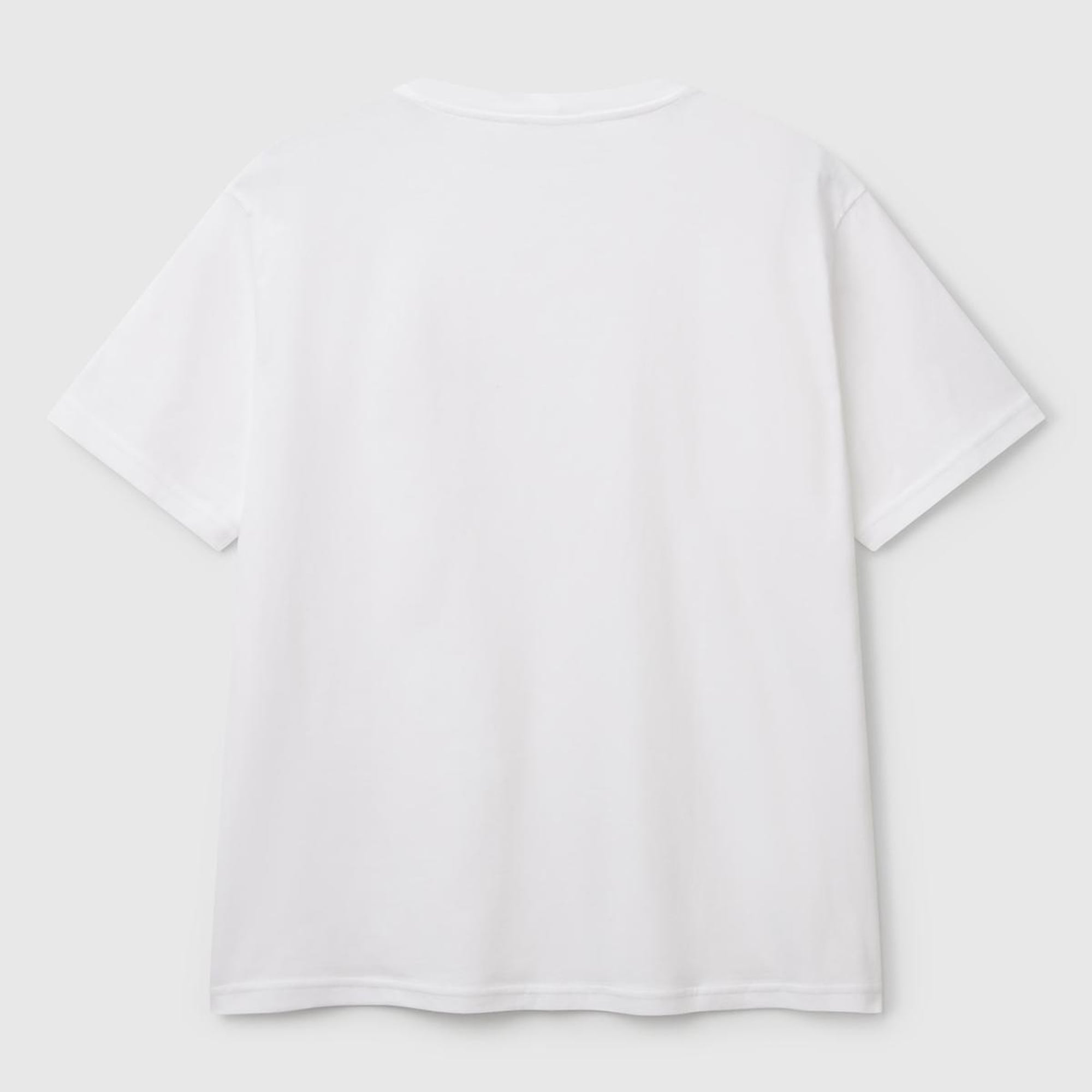 Erkek Beyaz %100 Pamuk Önü Logo Baskılı Relax Fit T-Shirt