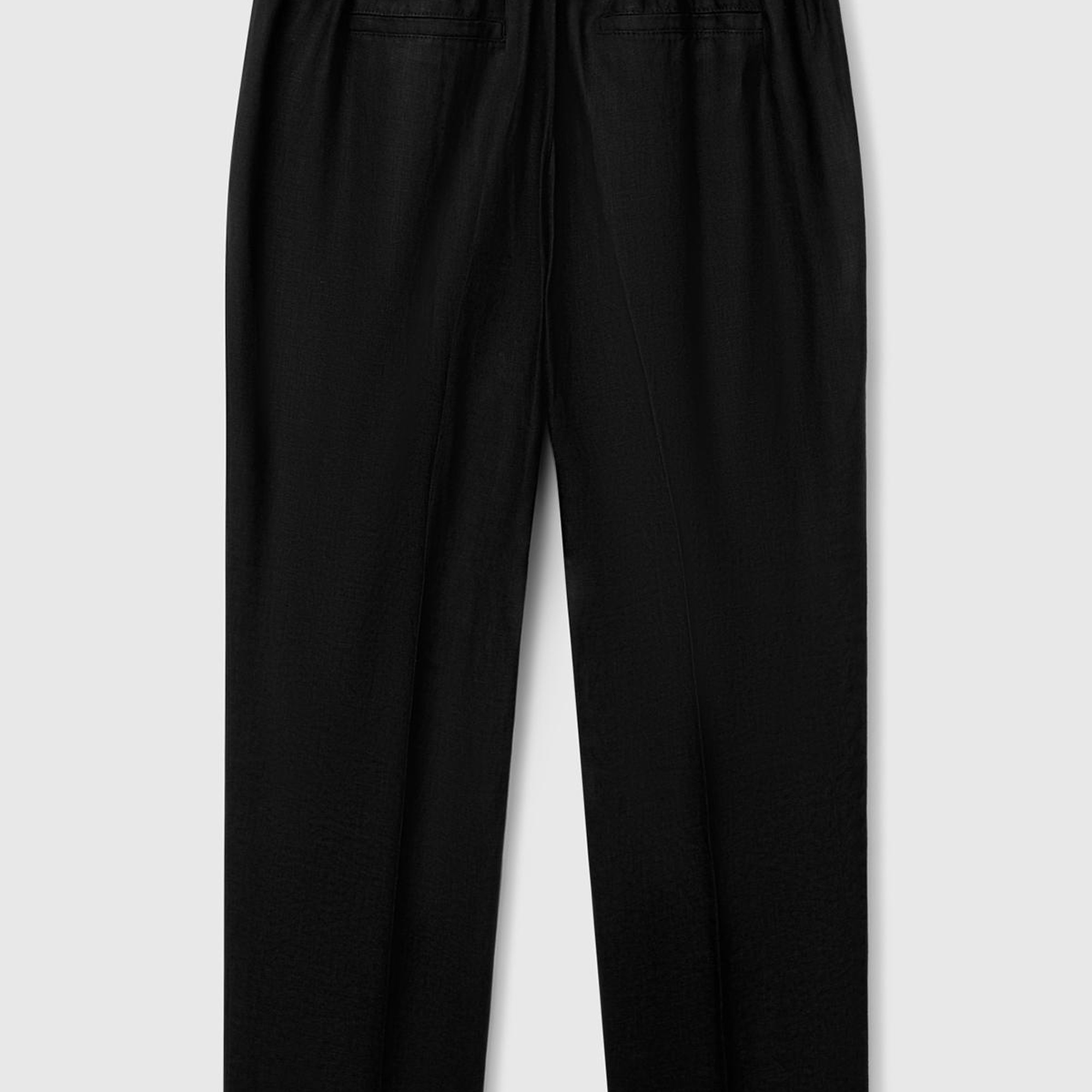 Kadın Siyah %100 Keten Beli Lastikli Pantolon