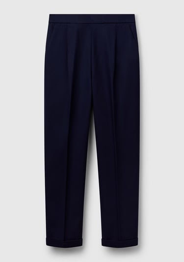  Kadın Lacivert Streç Pamuklu Arka Beli Lastikli Cepli Pantolon