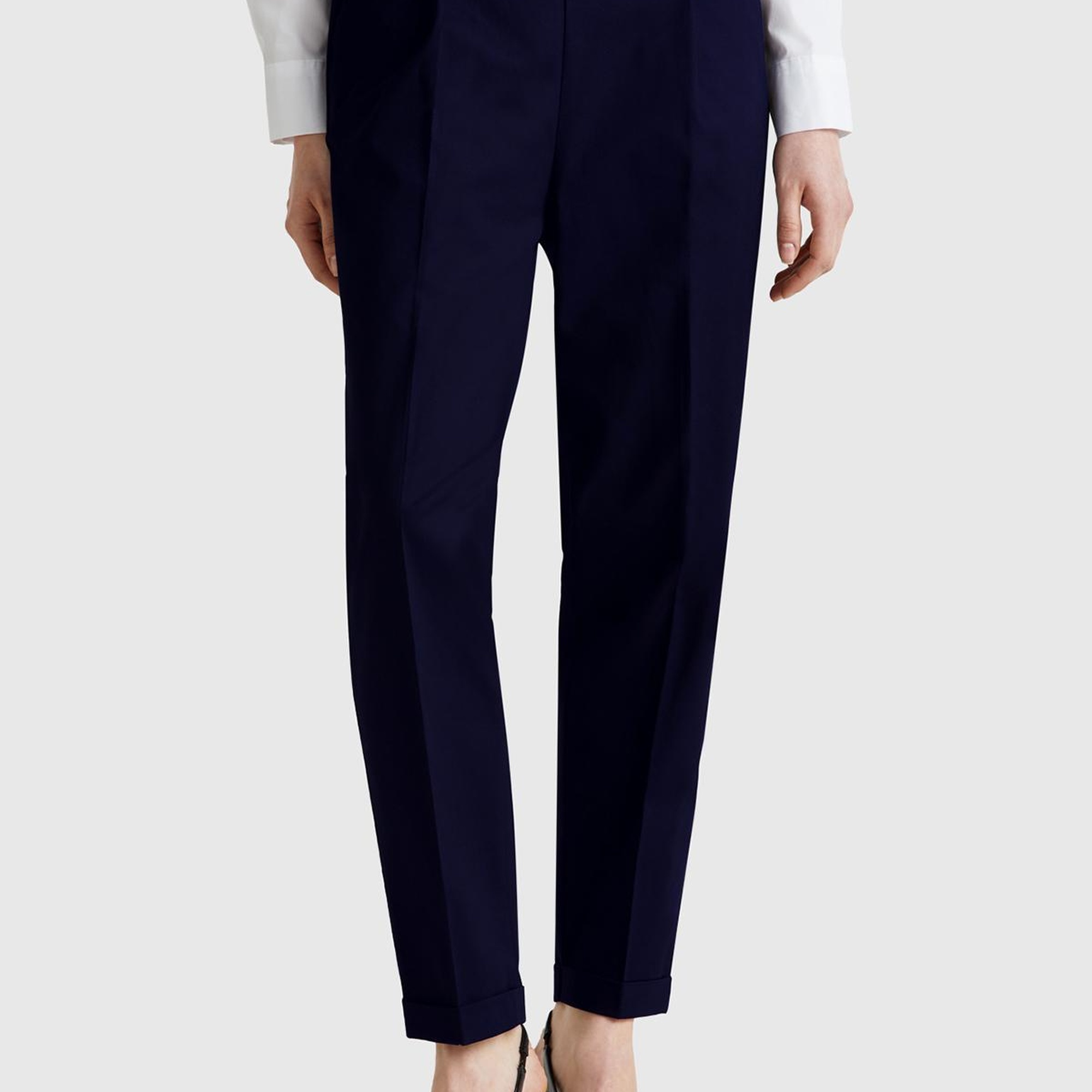 Kadın Lacivert Streç Pamuklu Arka Beli Lastikli Cepli Pantolon