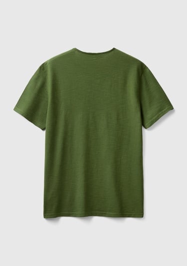  Erkek Yeşil Bisiklet Yaka Slub T-shirt