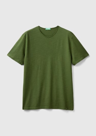  Erkek Yeşil Bisiklet Yaka Slub T-shirt