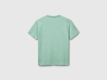  Erkek Yeşil %100 Pamuk Göğsü Yama Logo İşlemeli Bisiklet Yaka T-Shirt