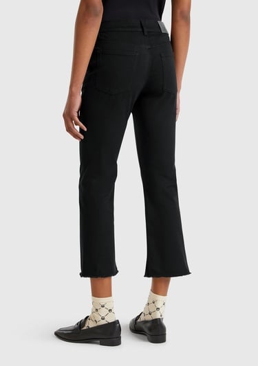  Kadın Siyah 5 Cepli Kısa Paça Denim Pantolon