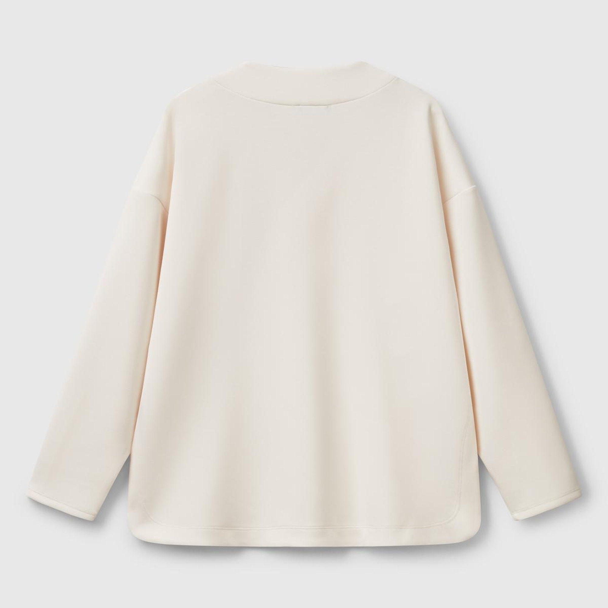 Kadın Krem Modal Karışımlı V Yaka Uzun Kollu Sweatshirt