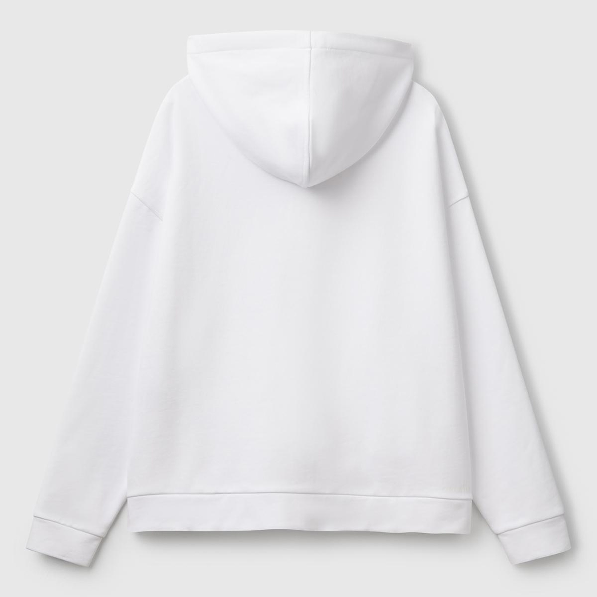 Kadın Beyaz Logo Baskı Detaylı Kapüşonlu Relax Fit Sweatshirt