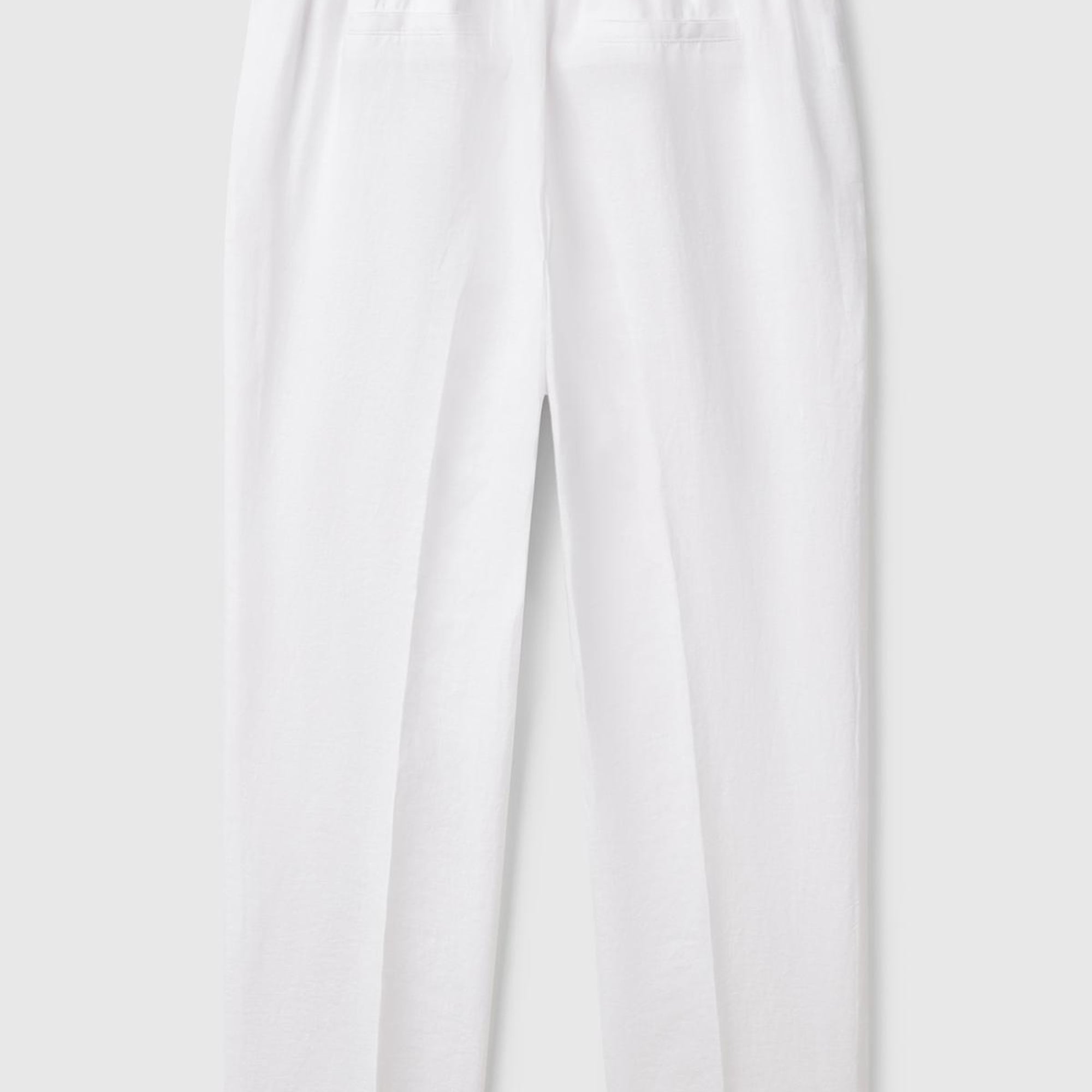 Kadın Beyaz %100 Keten Beli Lastikli Pantolon