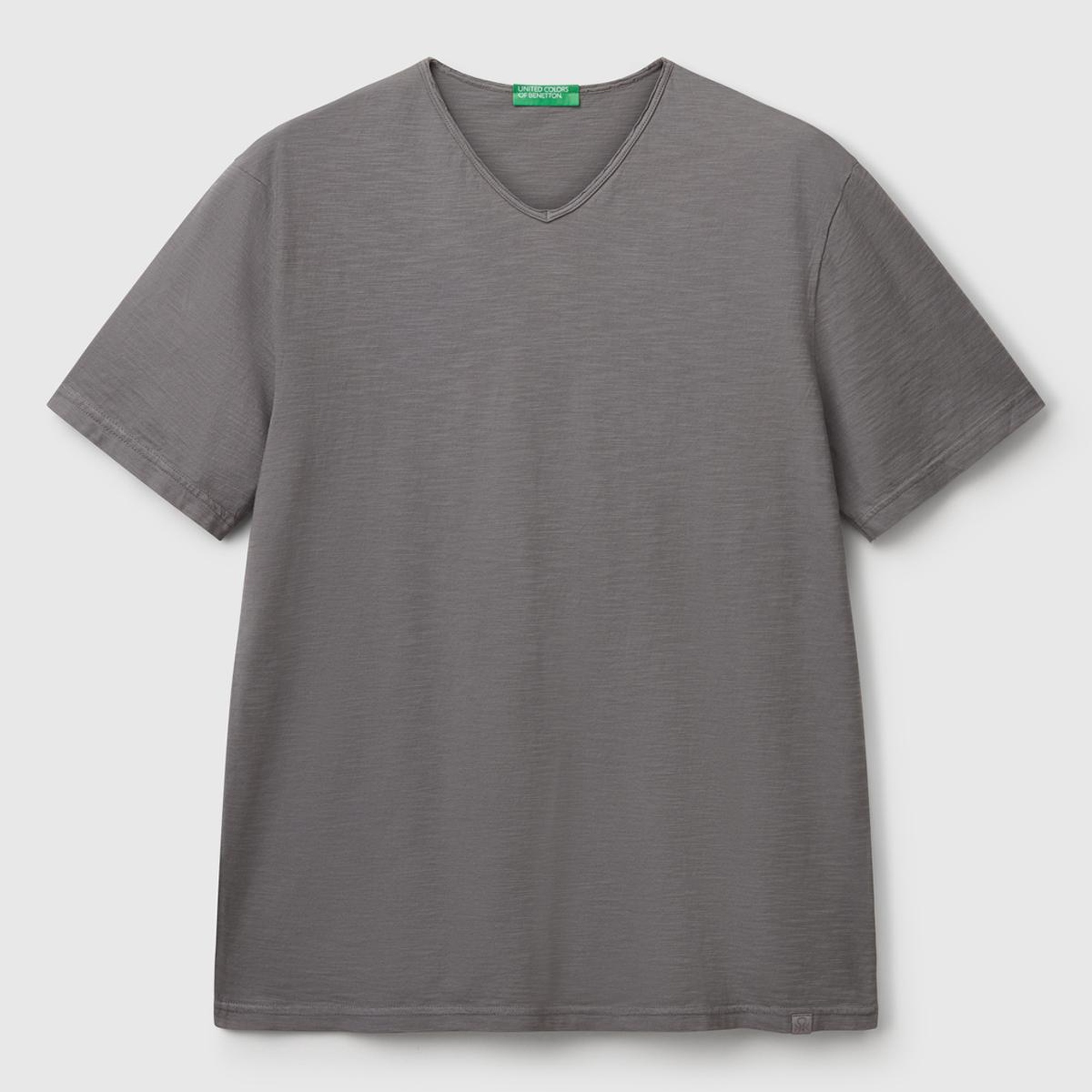 Erkek Antrasit V Yaka Slub T-shirt