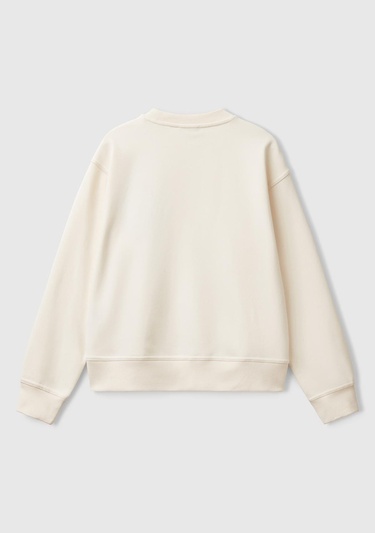  Kadın Krem Koton Karışımlı Çiçek Desenli Sweatshirt