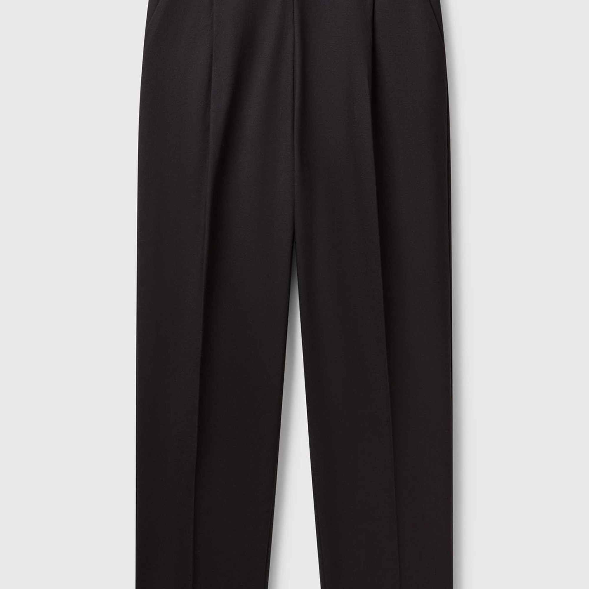 Kadın Siyah Streç Pamuklu Arka Beli Lastikli Cepli Pantolon