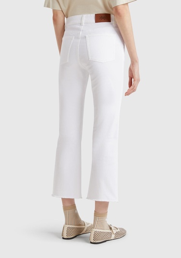  Kadın Beyaz 5 Cepli Kısa Paça Denim Pantolon
