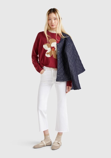  Kadın Beyaz 5 Cepli Kısa Paça Denim Pantolon