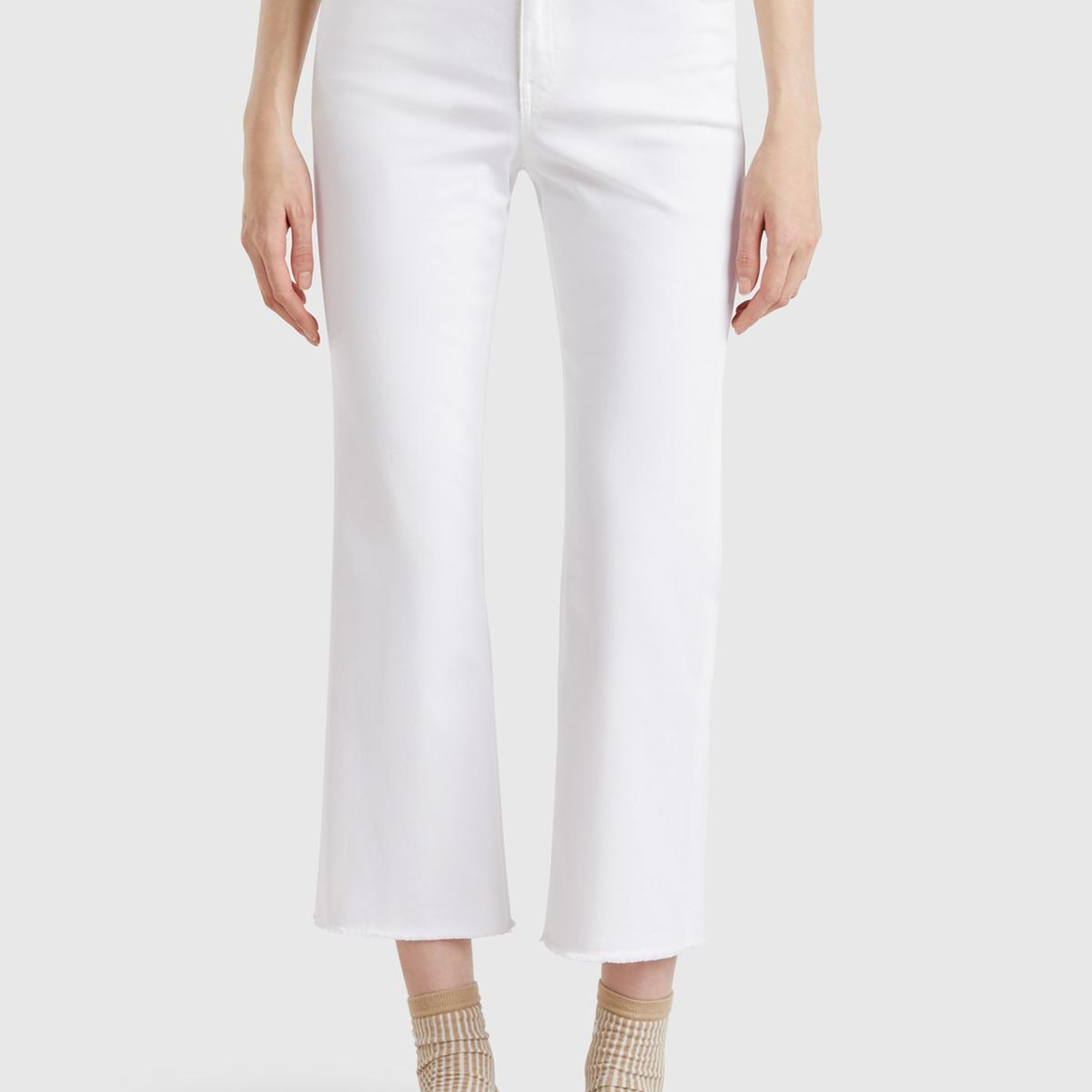 Kadın Beyaz 5 Cepli Kısa Paça Denim Pantolon