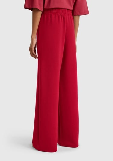  Kadın Bordo Modal Karışımlı Bol Paça Eşofman Altı