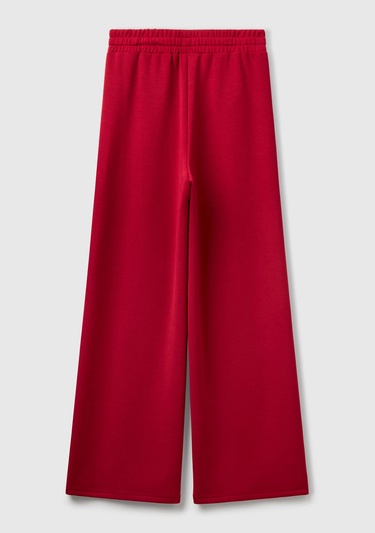  Kadın Bordo Modal Karışımlı Bol Paça Eşofman Altı