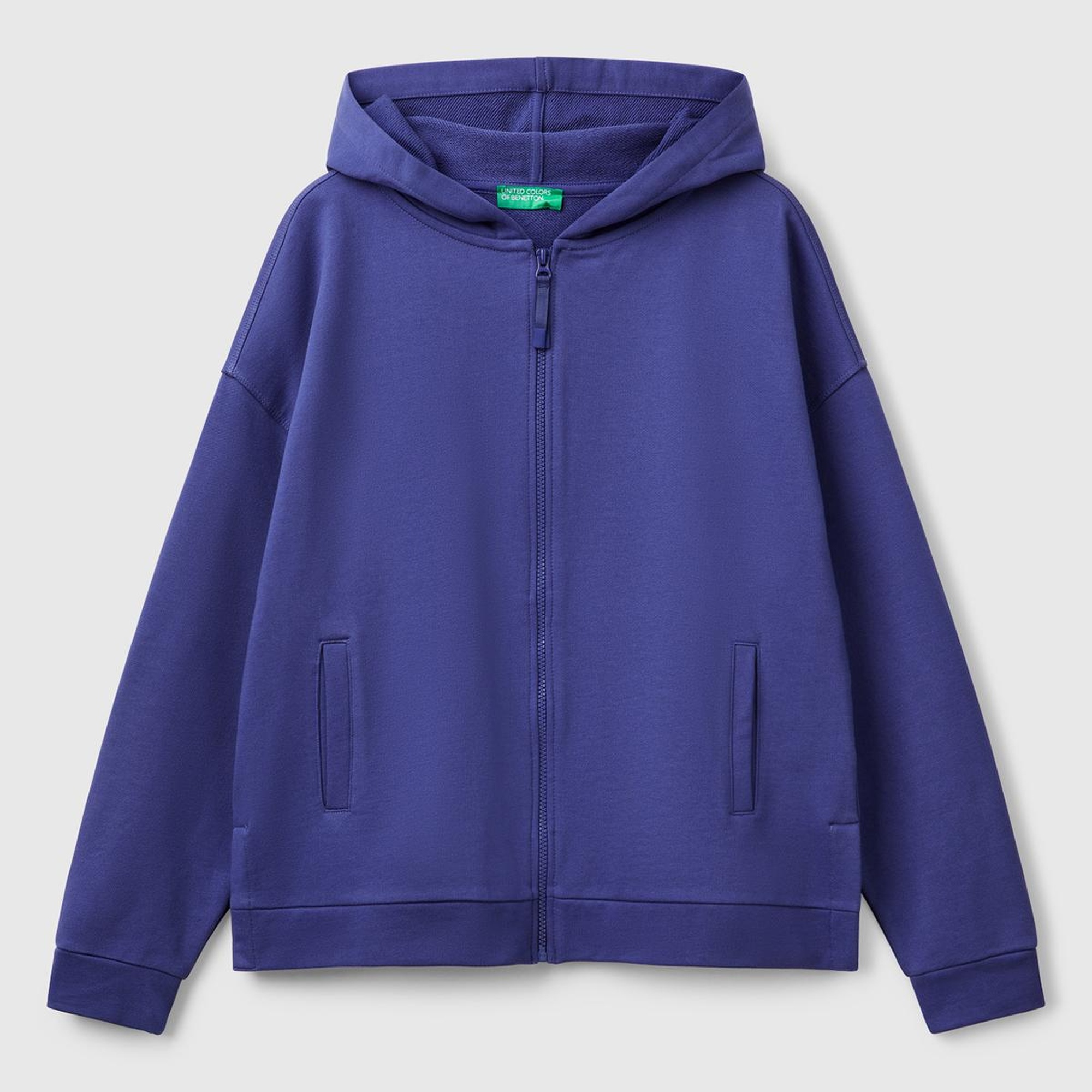 Kadın Lavanta Mavisi Logo Baskı Detaylı Kapüşonlu Relax Fit Sweatshirt