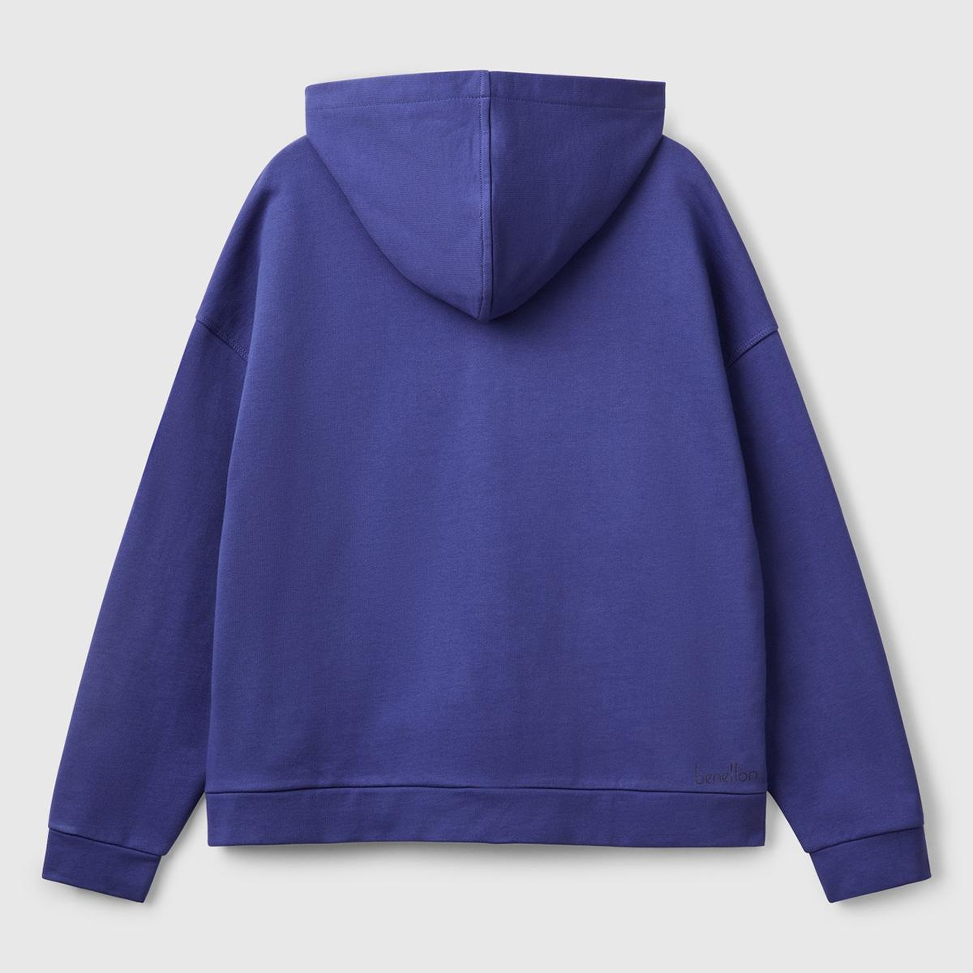 Kadın Lavanta Mavisi Logo Baskı Detaylı Kapüşonlu Relax Fit Sweatshirt