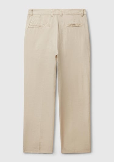  Erkek Taş Rengi %100 Keten Pantolon