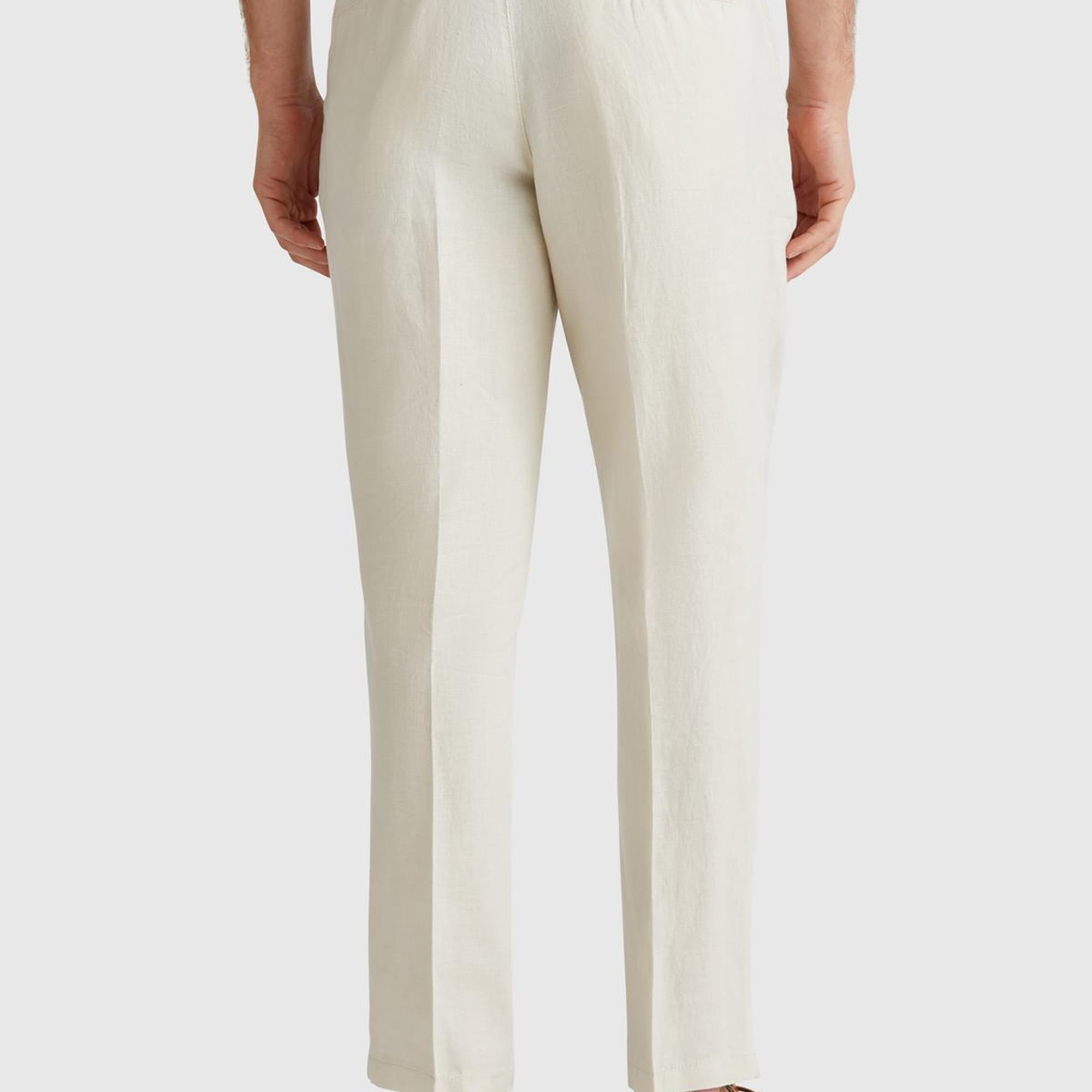 Erkek Taş Rengi %100 Keten Pantolon