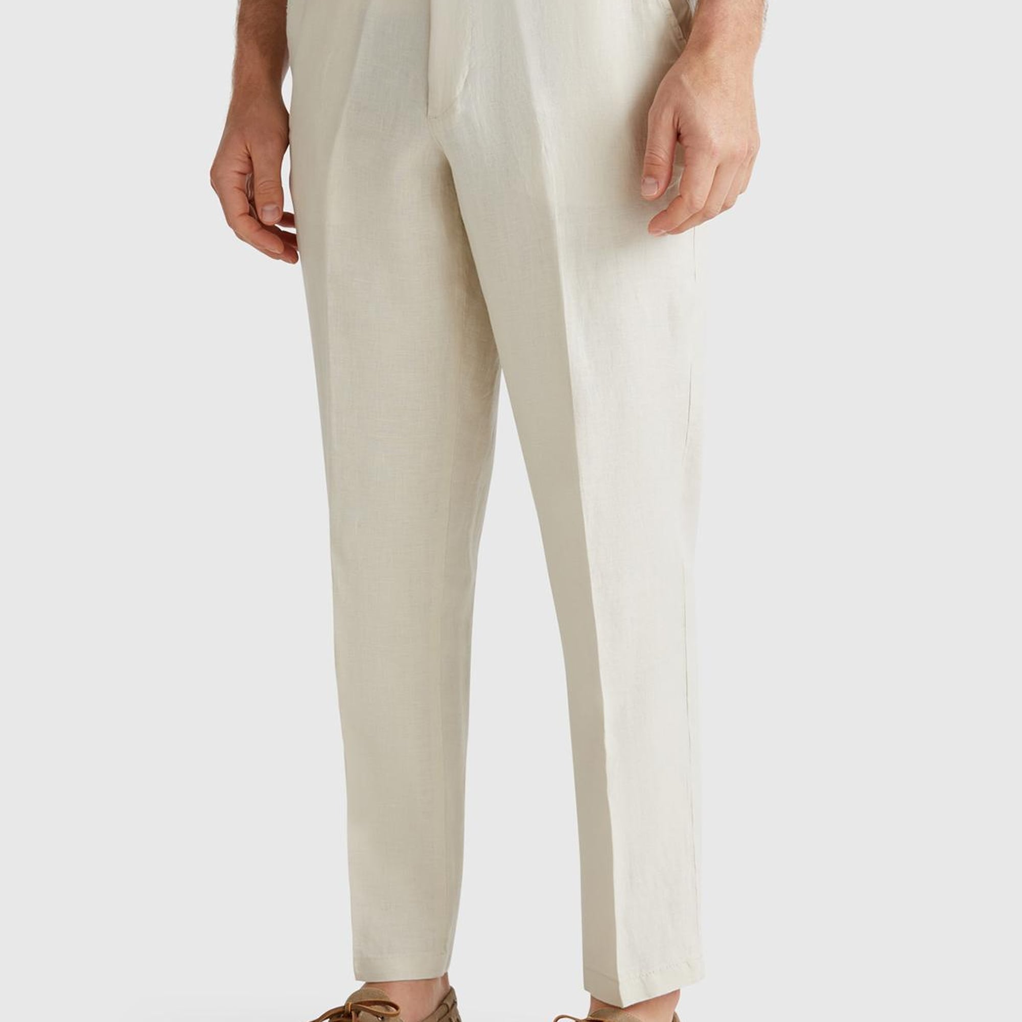 Erkek Taş Rengi %100 Keten Pantolon