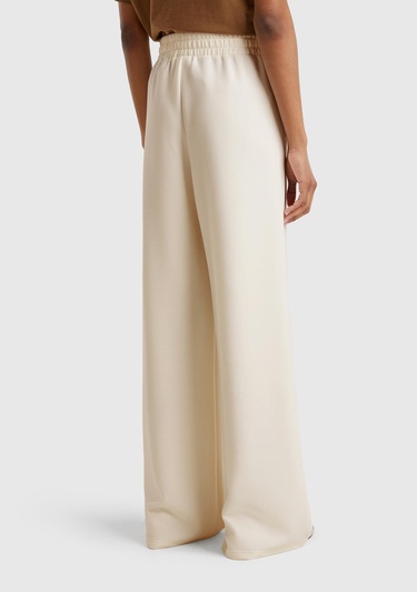  Kadın Krem Modal Karışımlı Bol Paça Eşofman Altı