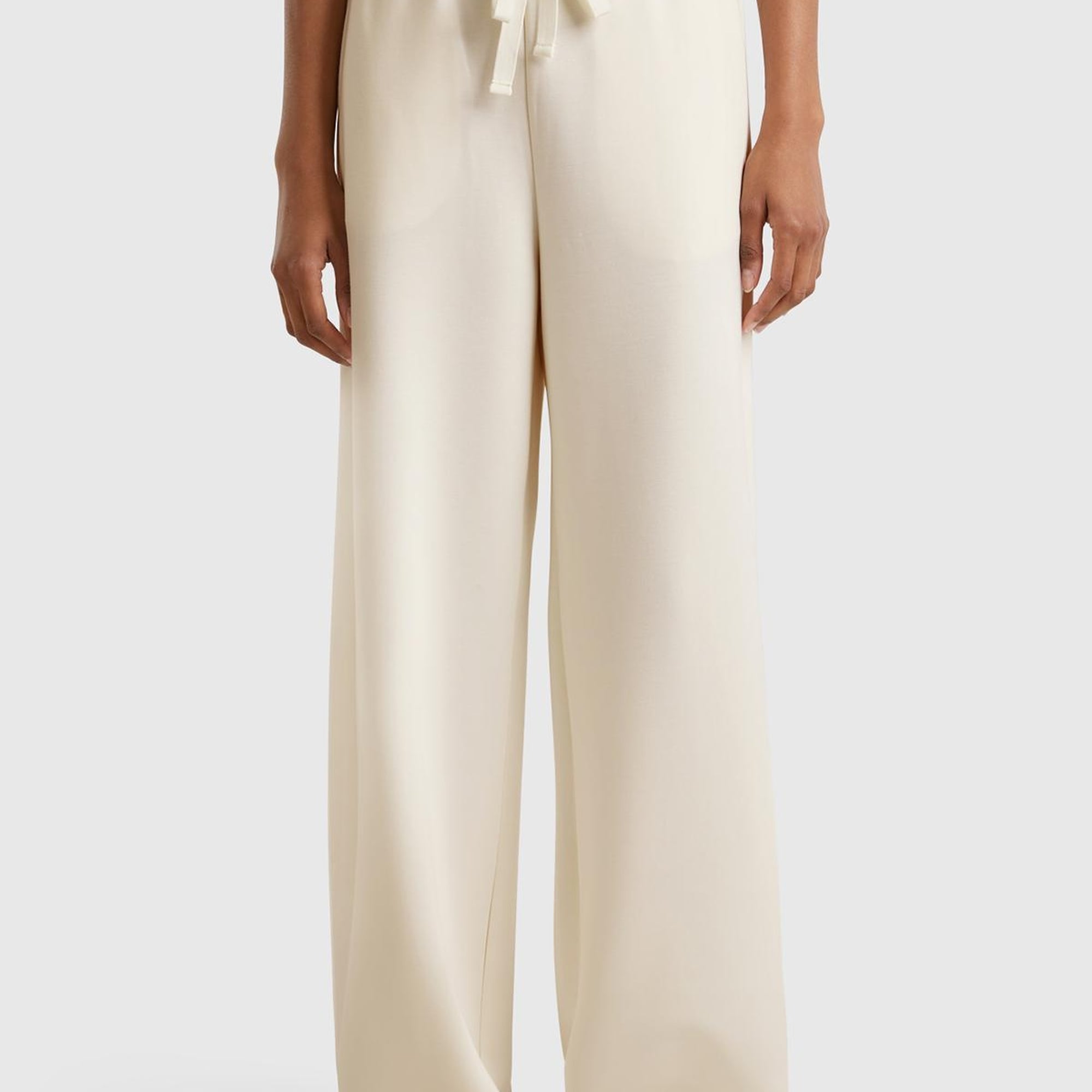 Kadın Krem Modal Karışımlı Bol Paça Eşofman Altı