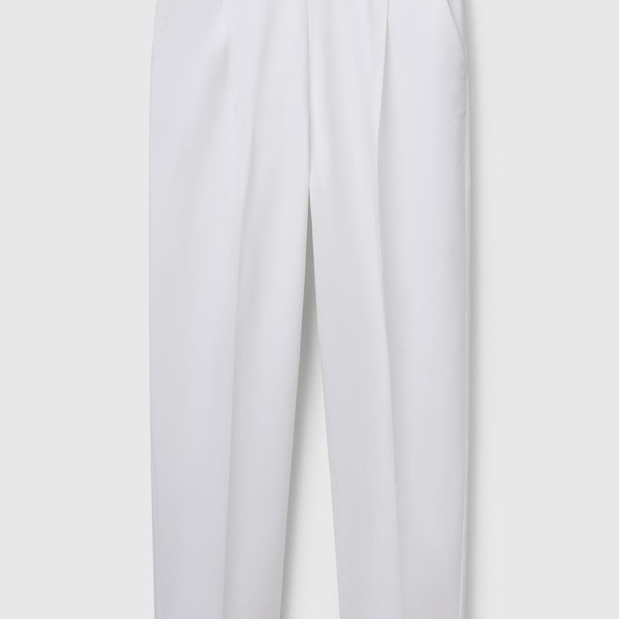 Kadın Beyaz Streç Pamuklu Arka Beli Lastikli Cepli Pantolon