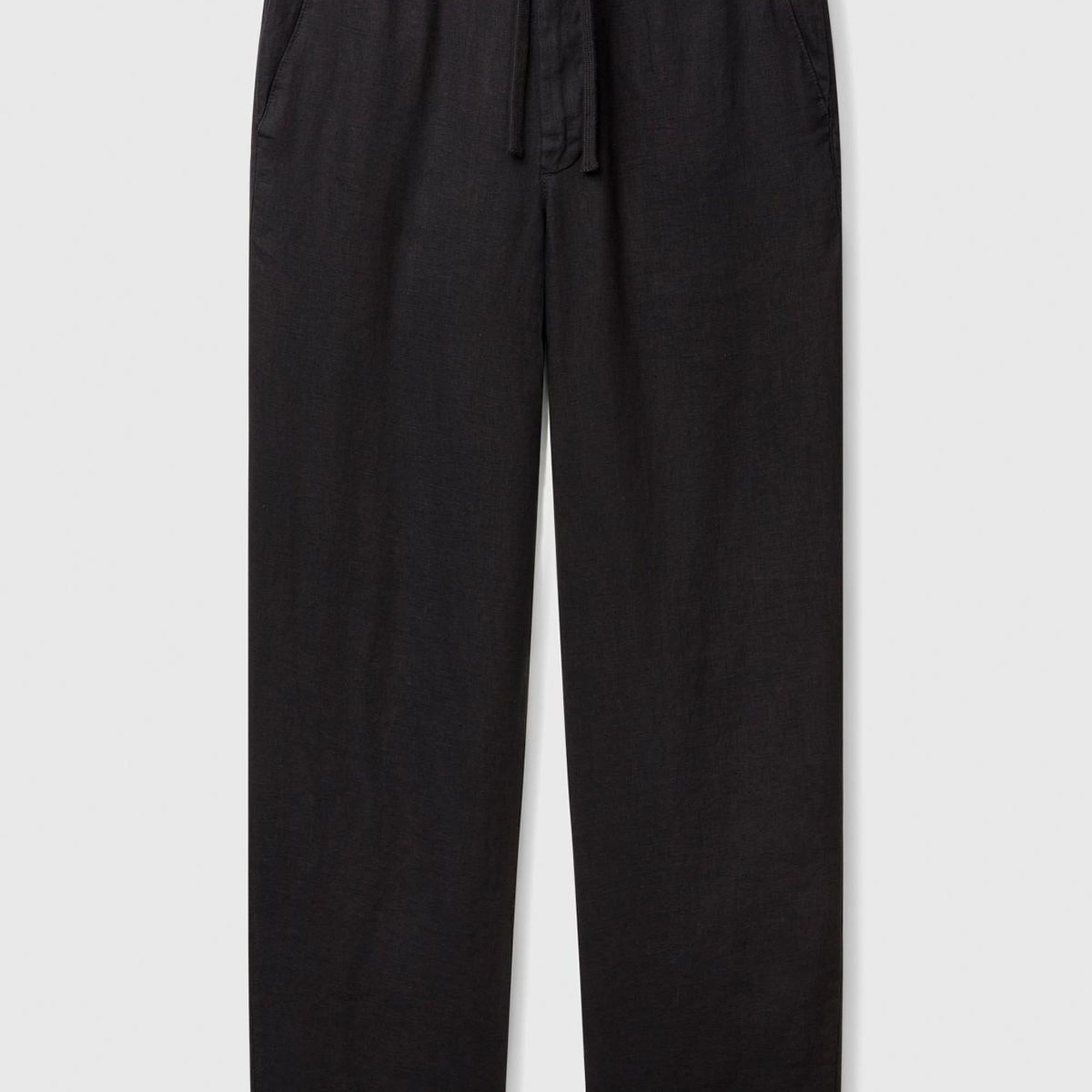 Erkek Siyah %100 Keten Beli İpli Pantolon