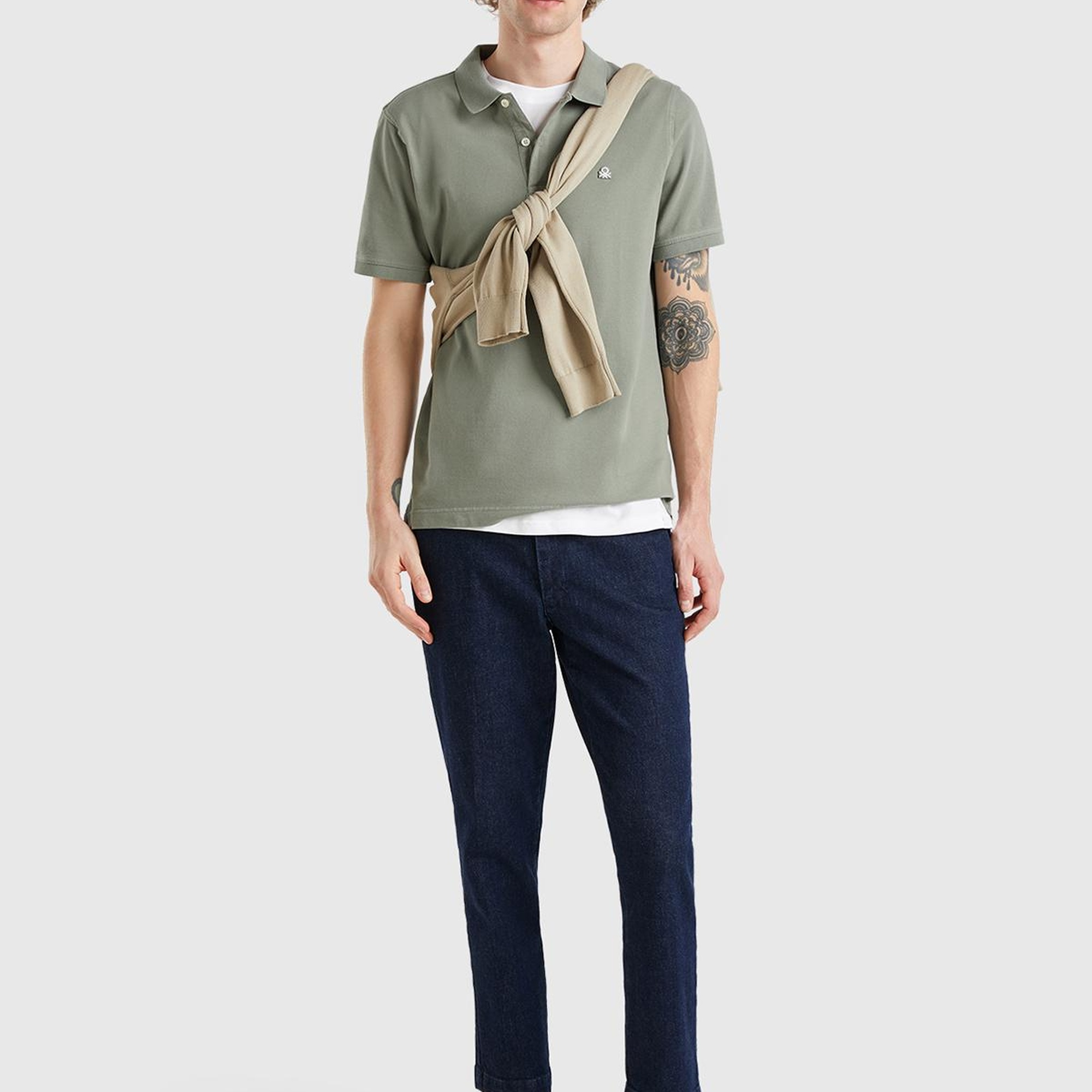 Erkek Koyu Mavi Slim Fit Denim Chino Pantolon