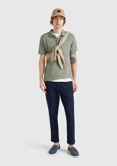  Erkek Koyu Mavi Slim Fit Denim Chino Pantolon