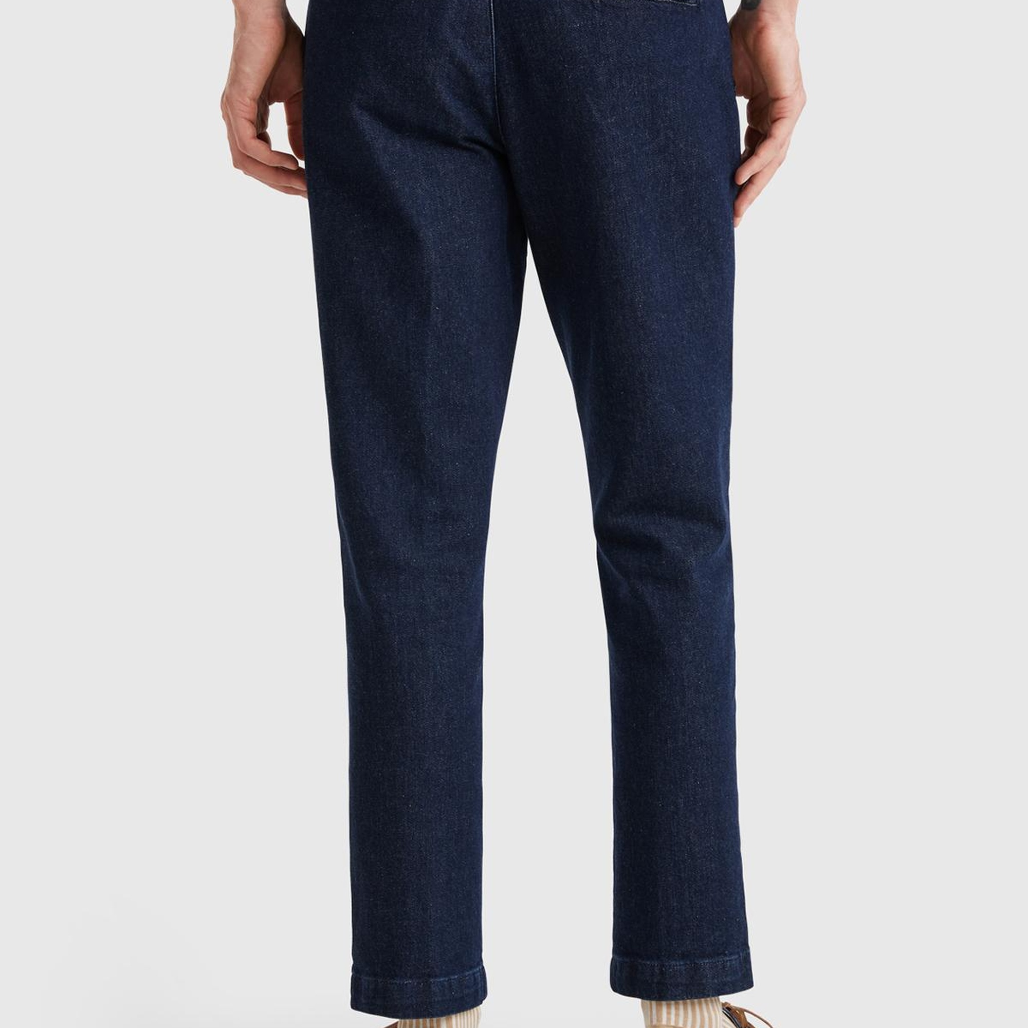 Erkek Koyu Mavi Slim Fit Denim Chino Pantolon