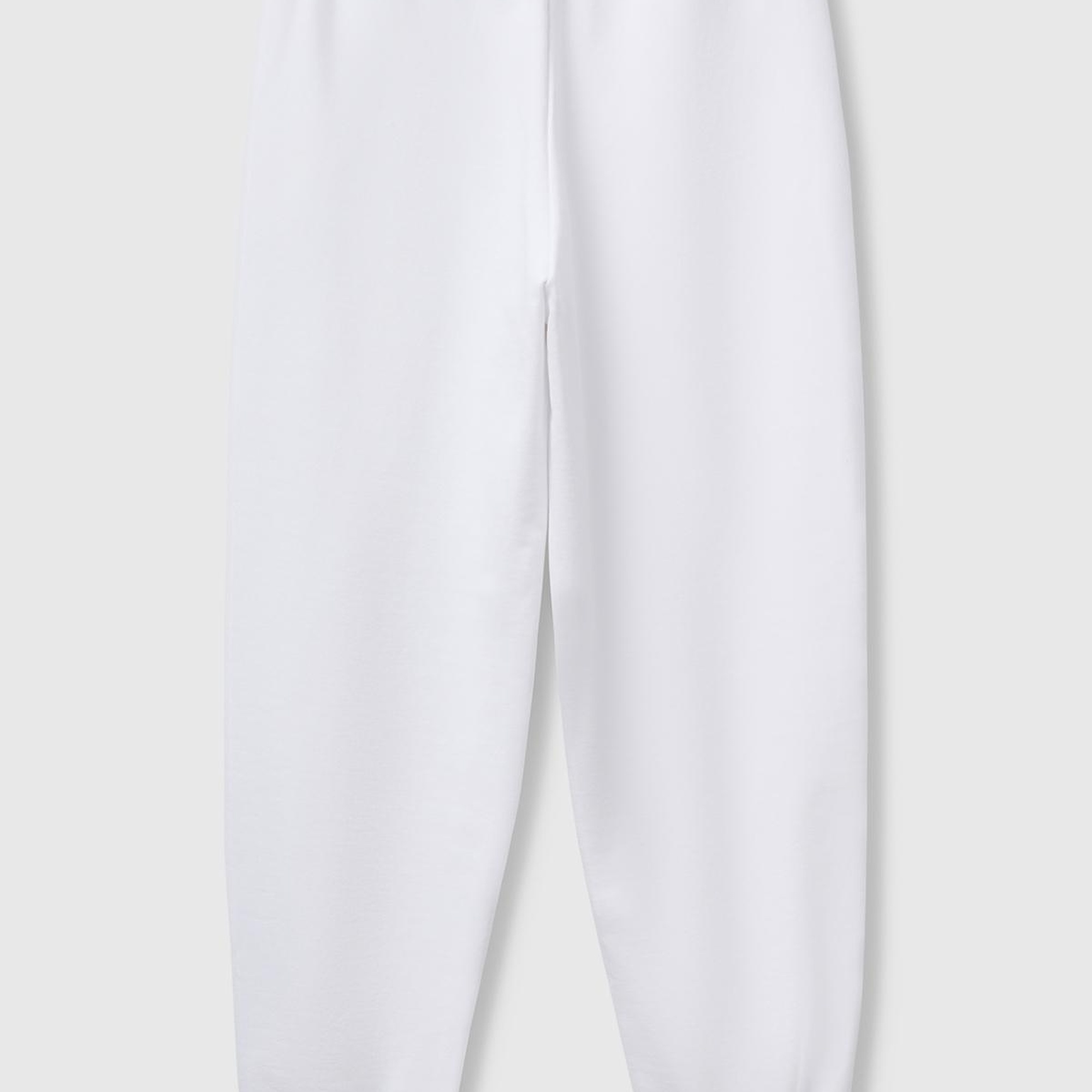 Kadın Beyaz %100 Pamuk Manşetli Beli Lastikli Regular Fit Eşofman Altı