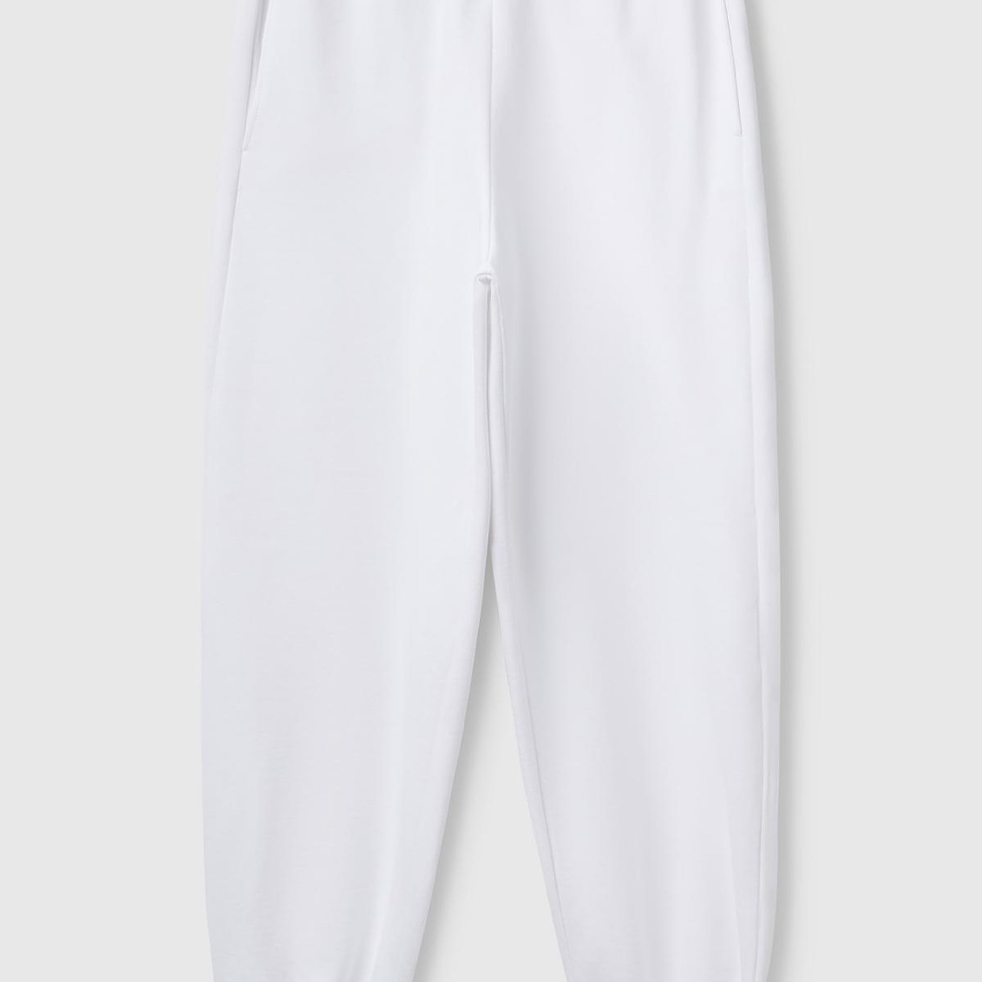 Kadın Beyaz %100 Pamuk Manşetli Beli Lastikli Regular Fit Eşofman Altı