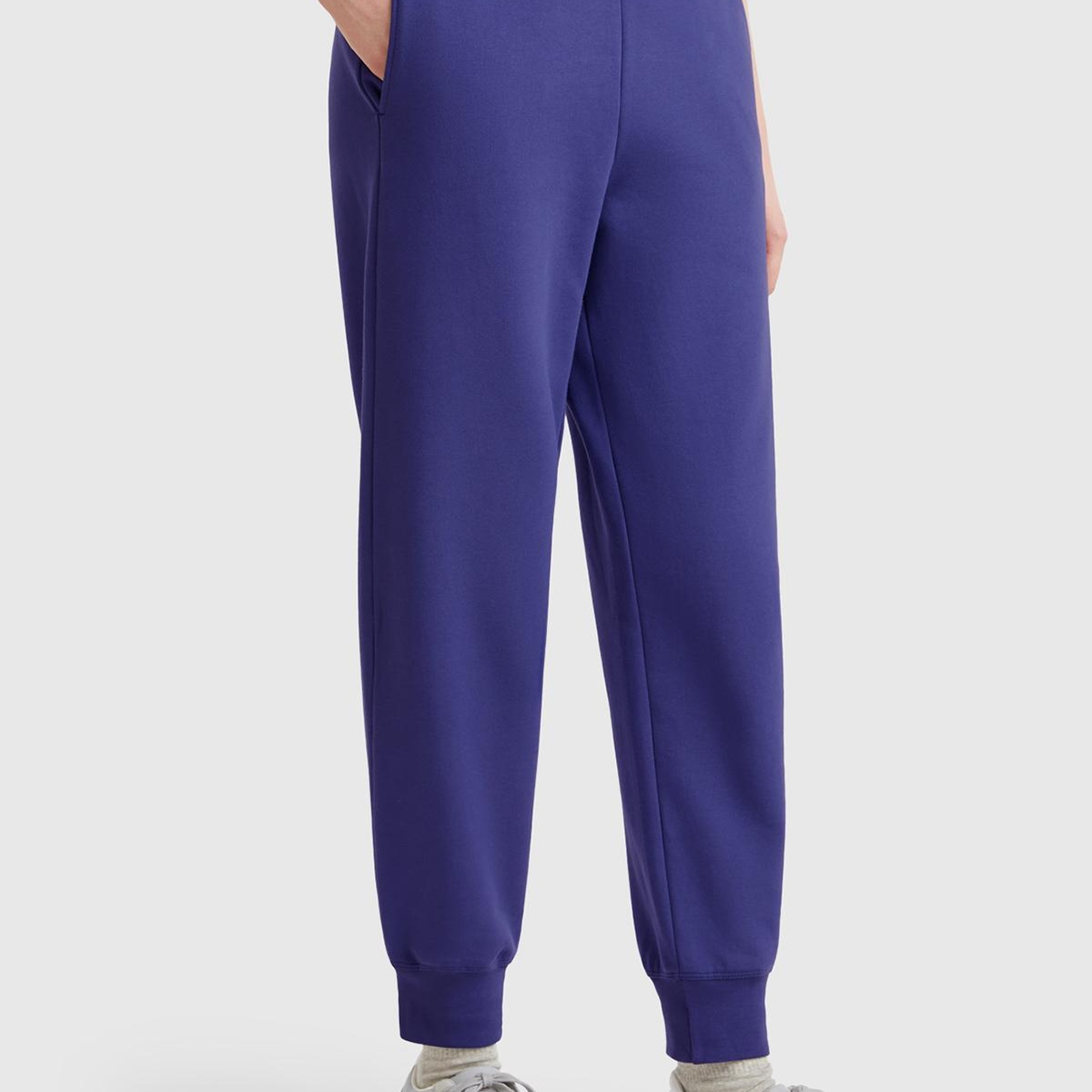 Kadın Lavanta Mavisi %100 Pamuk Manşetli Beli Lastikli Regular Fit Eşofman Altı