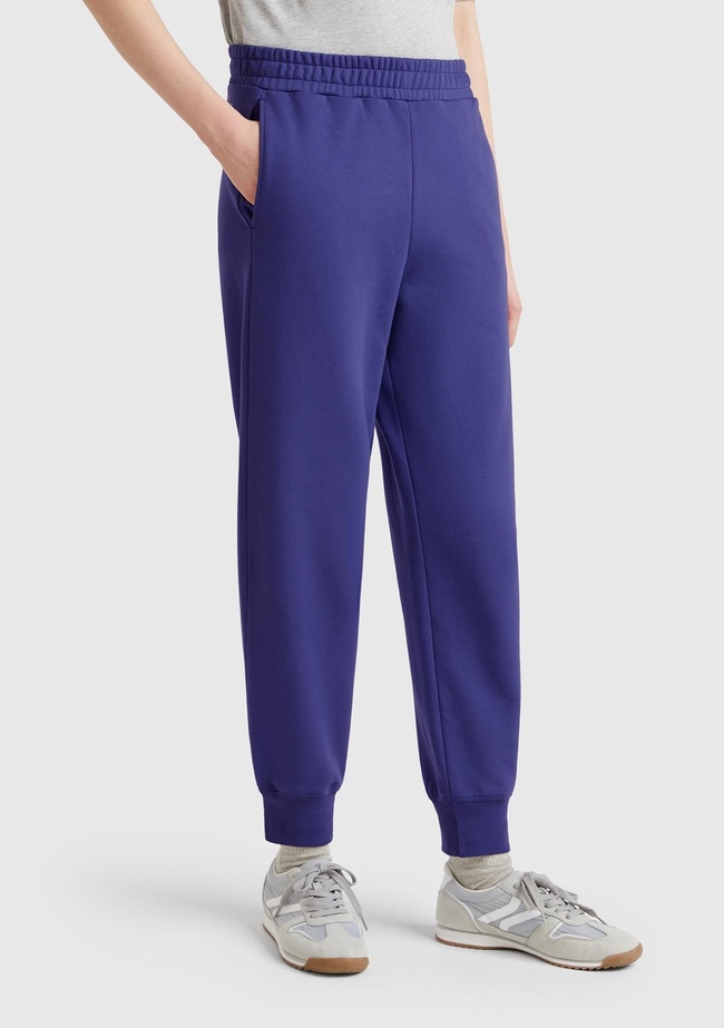  Kadın Lavanta Mavisi %100 Pamuk Manşetli Beli Lastikli Regular Fit Eşofman Altı