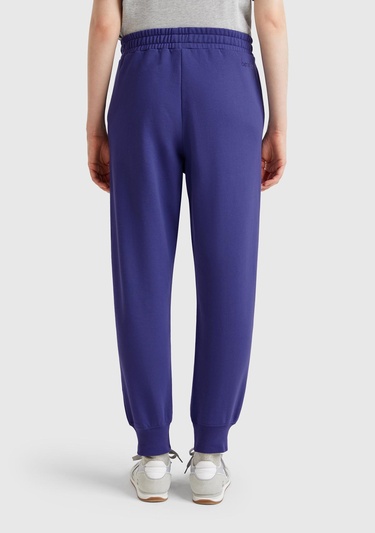  Kadın Lavanta Mavisi %100 Pamuk Manşetli Beli Lastikli Regular Fit Eşofman Altı