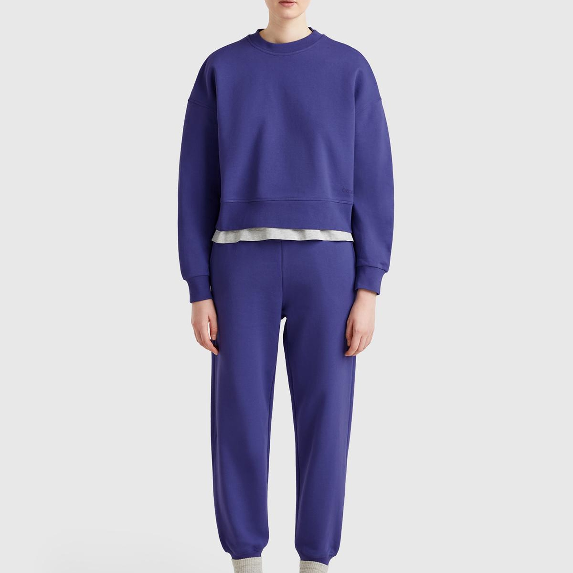 Kadın Lavanta Mavisi %100 Pamuk Manşetli Beli Lastikli Regular Fit Eşofman Altı