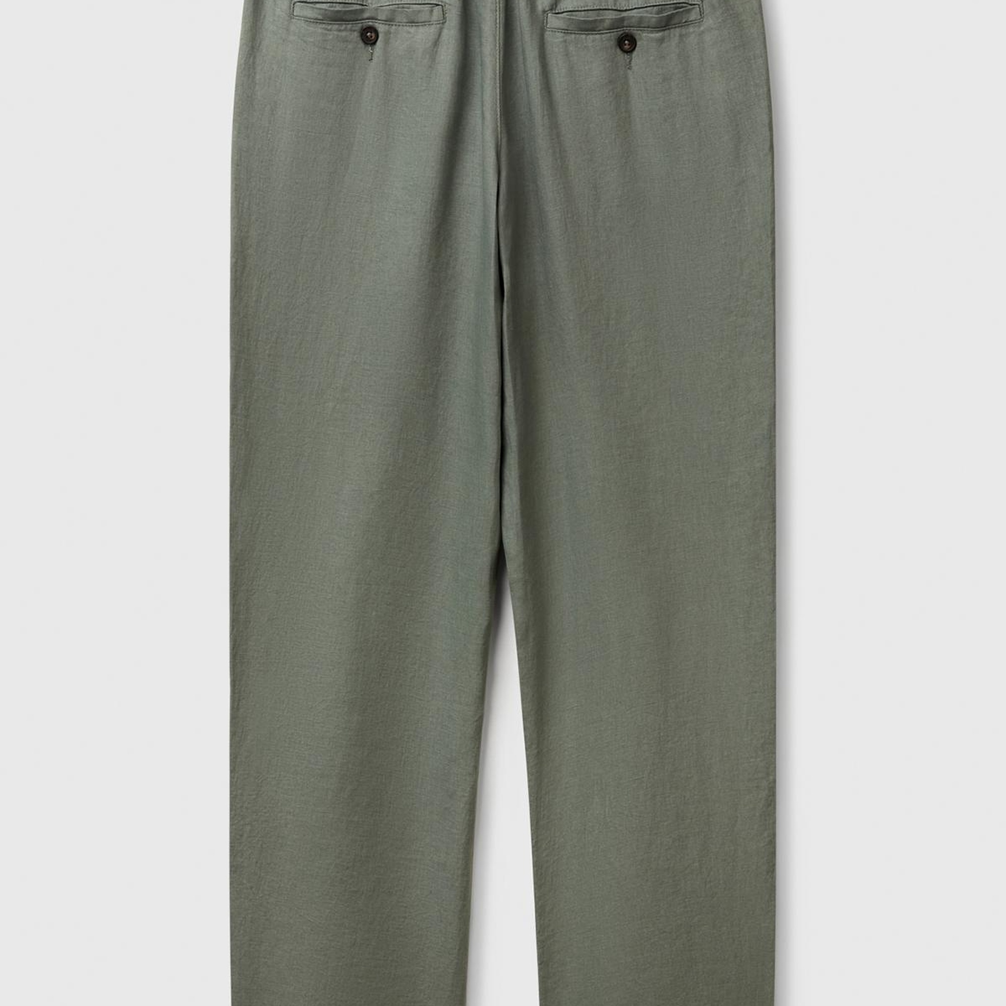 Erkek Soluk Yeşil %100 Keten Beli İpli Pantolon