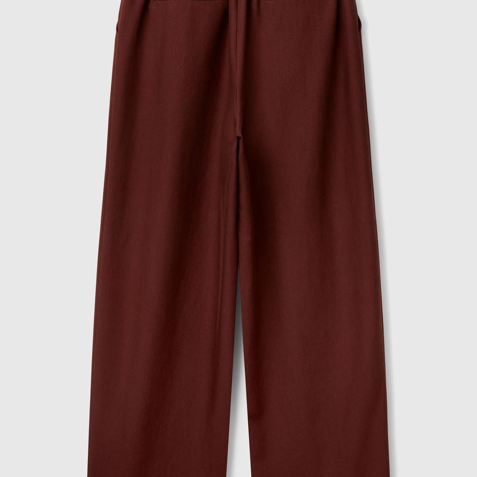 Kadın Kahverengi Liyosel Karışımlı Beli Lastikli Geniş Paça Pantolon