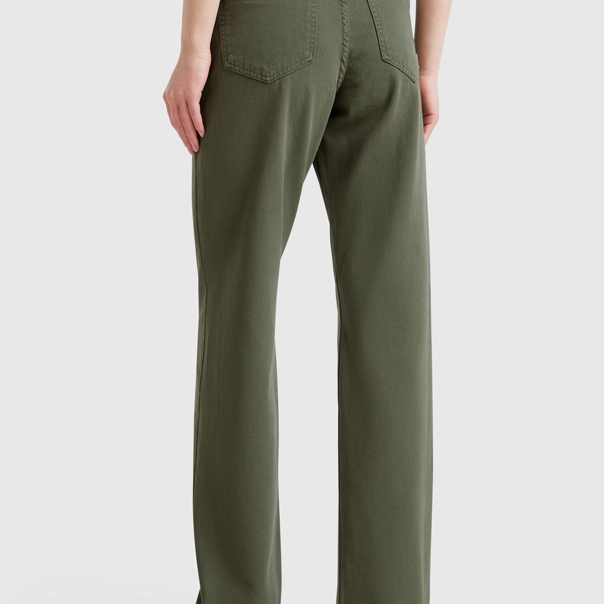 Kadın Soluk Yeşil %100 Pamuk Normal Bel Regular Fit Denim Pantolon