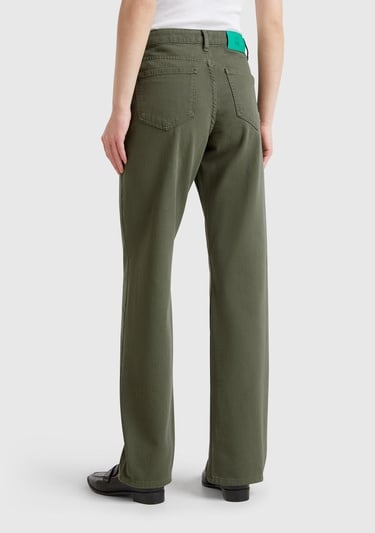  Kadın Soluk Yeşil %100 Pamuk Normal Bel Regular Fit Denim Pantolon