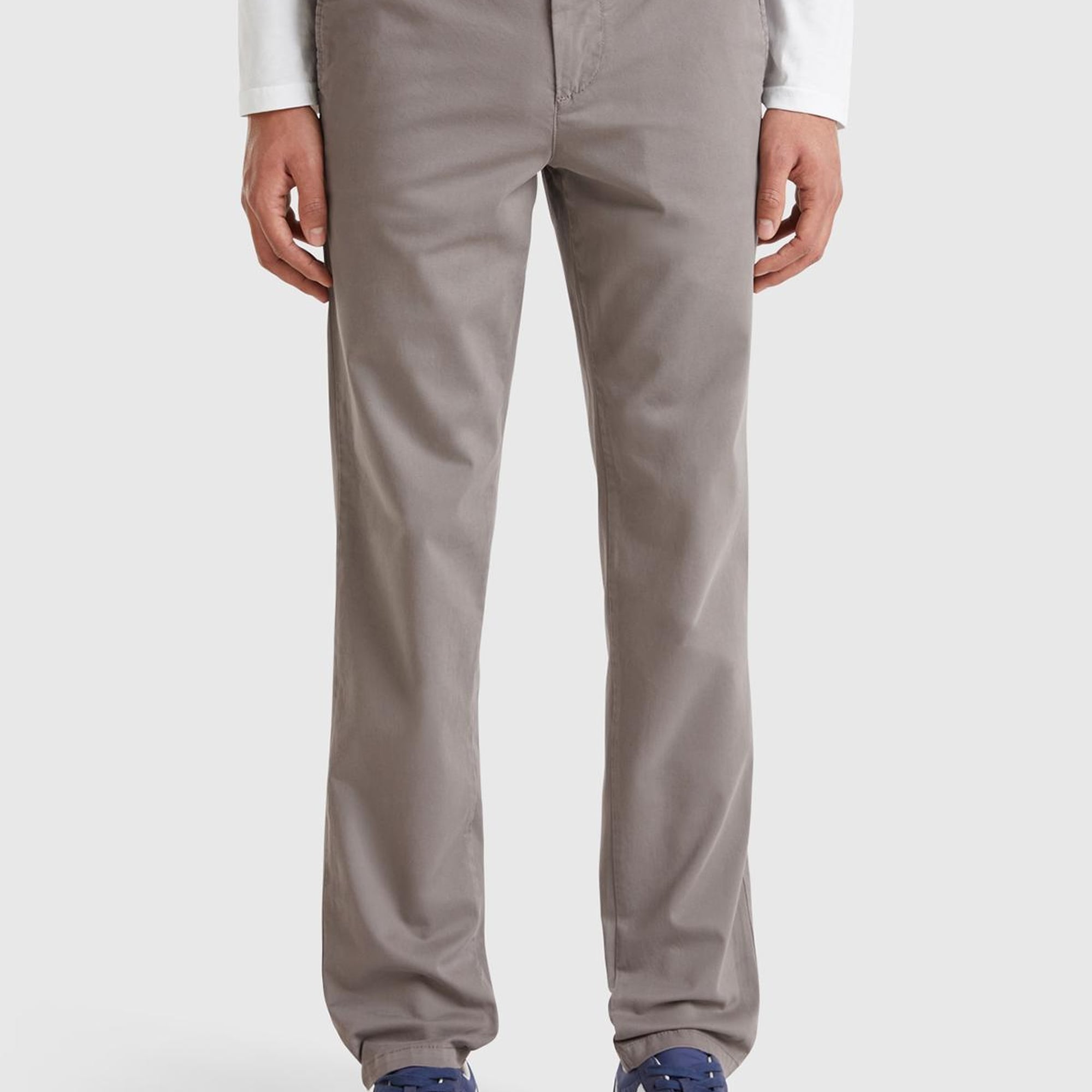 Erkek Gri Slim Fit Chino Pantolon