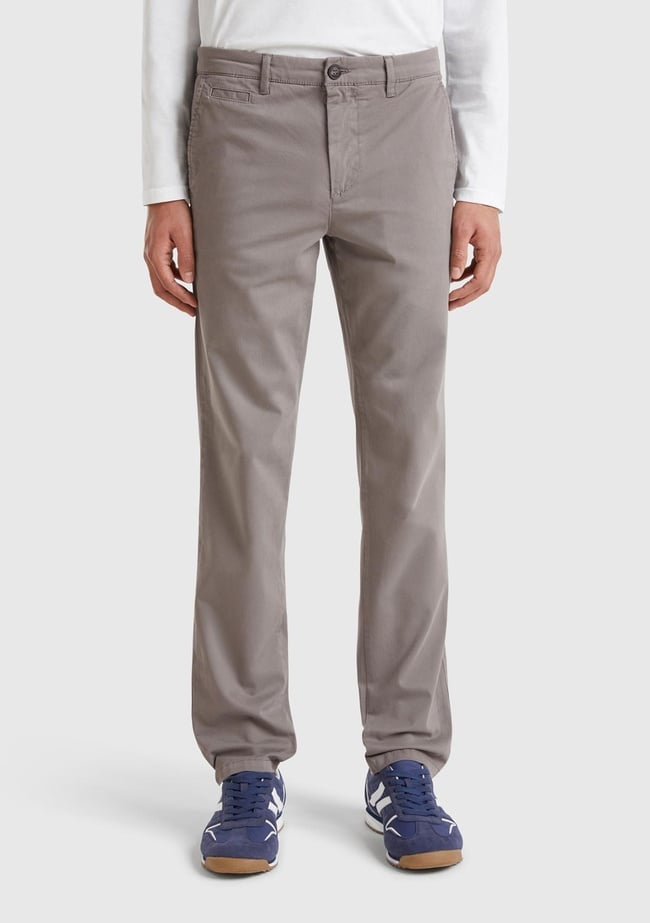  Erkek Gri Slim Fit Chino Pantolon